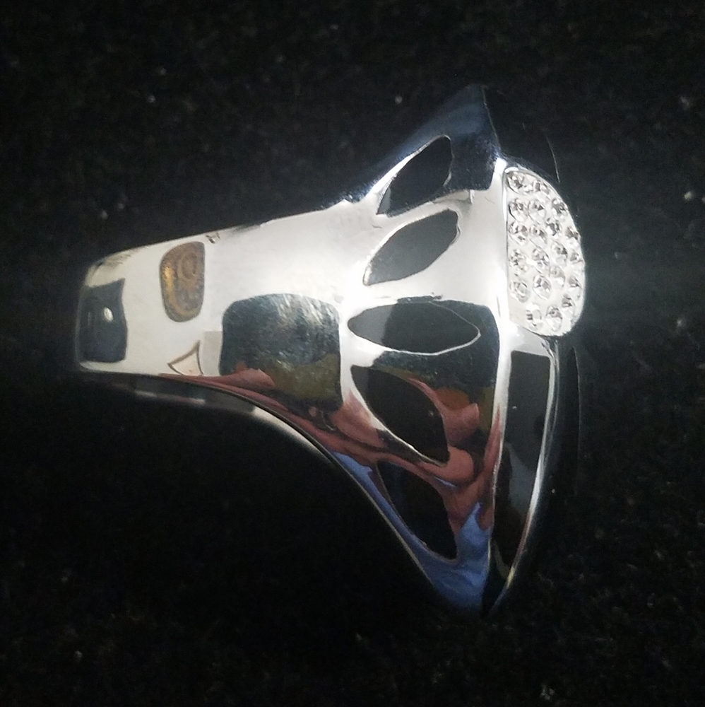 Black And Silver Statement Ring - image 3